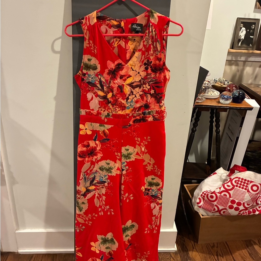 ECI Floral Red Jumpsuit